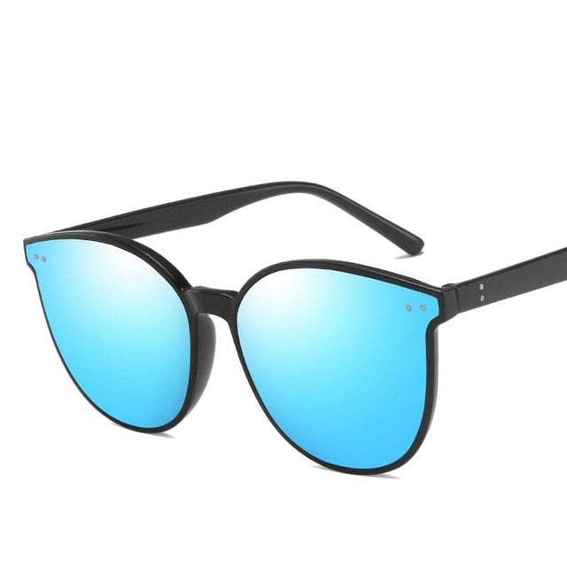 Nwe Fashion Color Luxury Flat Top Cat Eye Elegant Sunglasses Woman  culos De Sol Men Twin Beam Oversized Sun Glasses UV400O