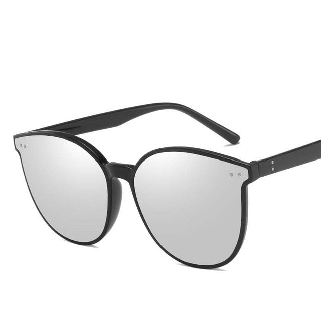 Nwe Fashion Color Luxury Flat Top Cat Eye Elegant Sunglasses Woman  culos De Sol Men Twin Beam Oversized Sun Glasses UV400O