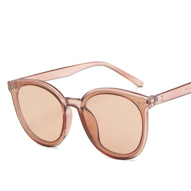 Nwe Fashion Color Luxury Flat Top Cat Eye Elegant Sunglasses Woman  culos De Sol Men Twin Beam Oversized Sun Glasses UV400O